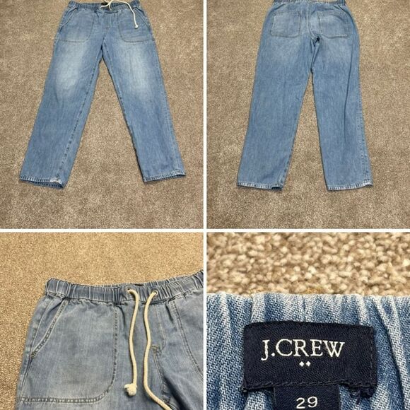 J.crew Women's Drawstring Waist Jeans Size 29 cotton blue medium wash denim - Picture 1 of 12